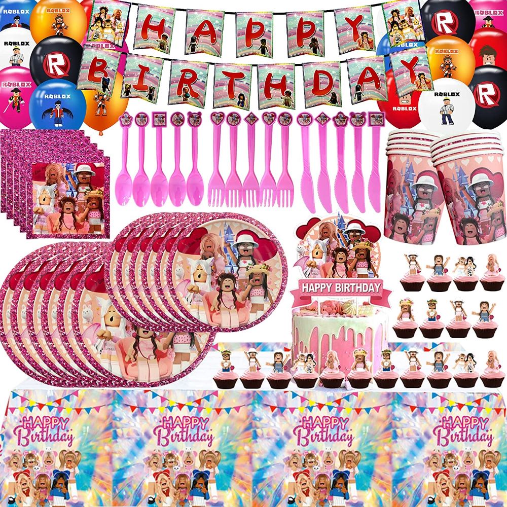 Roblox Pink Girl Themed Party Decoration set For 10 Guests ,Sandbox Game Video Theme Birthday Supplies1.jpeg