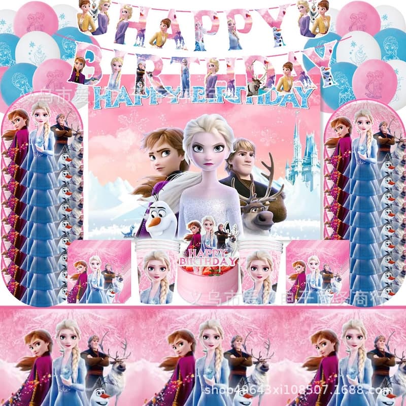 Frozen Birthday Themed Party Decoration Set Multicolored