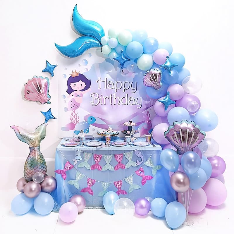 Mermaid Balloon Garland Purple Kit for Birthday Decoration