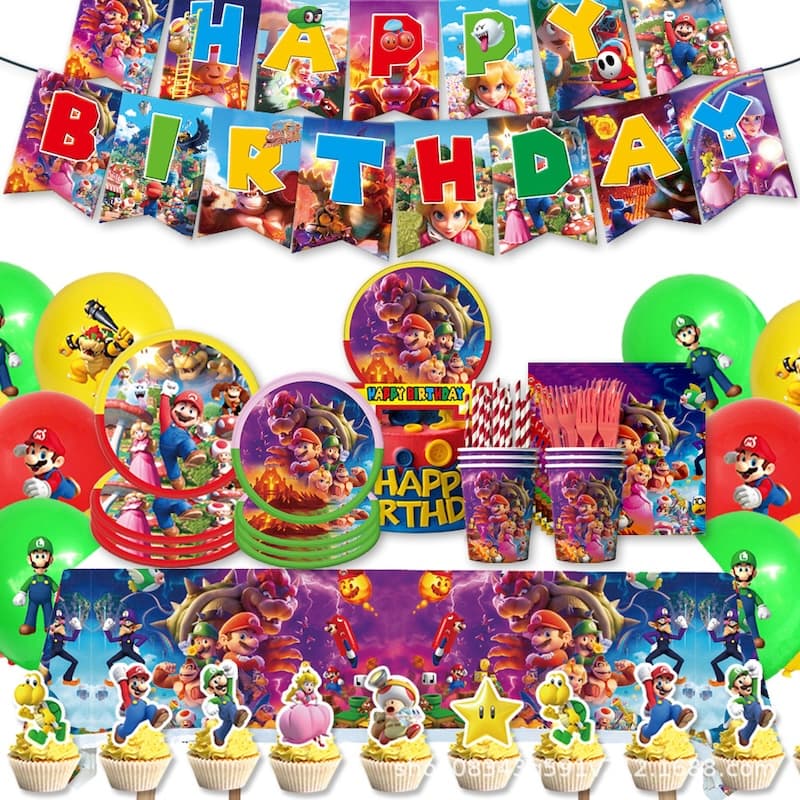 Super Mario Bros Birthday Party Decoration Set