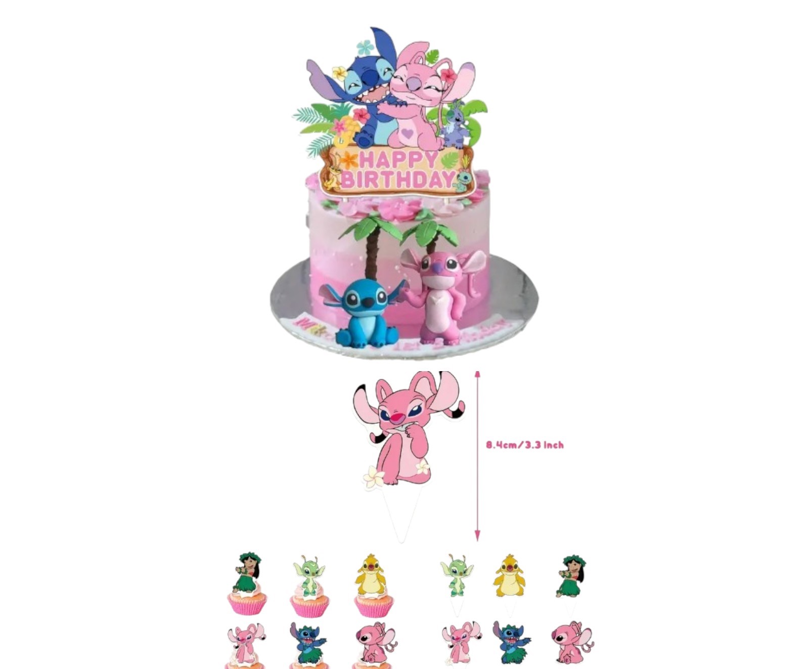 Lilo & Stitch Pink Cake Decoration Set